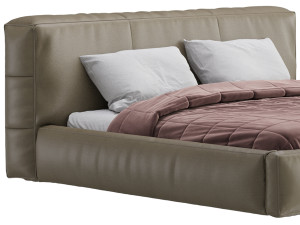 Icnoyotl suede fabric rectangular headboard modern bed I Model 3D