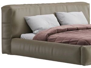 Icnoyotl suede fabric rectangular headboard modern bed I 3D Model