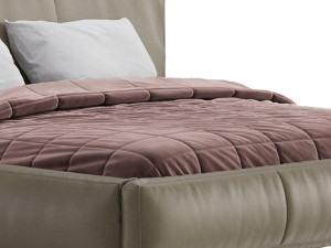 Icnoyotl suede fabric rectangular headboard modern bed I Model 3D