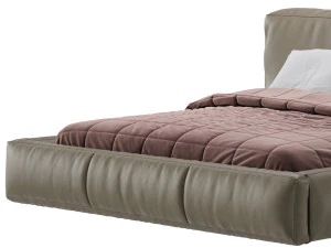 Icnoyotl suede fabric rectangular headboard modern bed I 3D Model