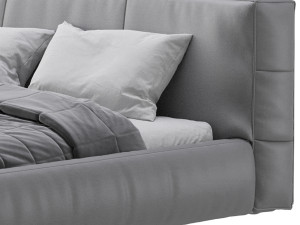 Icnoyotl suede fabric rectangular headboard modern bed I Model 3D