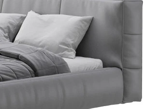 Icnoyotl suede fabric rectangular headboard modern bed I 3D Model