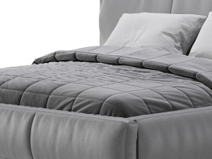Icnoyotl suede fabric rectangular headboard modern bed I Model 3D
