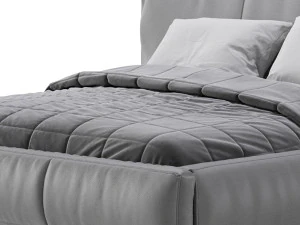 Icnoyotl suede fabric rectangular headboard modern bed I 3D Model