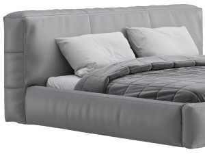 Icnoyotl suede fabric rectangular headboard modern bed I Model 3D