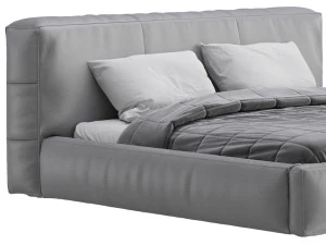 Icnoyotl suede fabric rectangular headboard modern bed I 3D Model