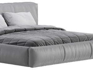 Icnoyotl suede fabric rectangular headboard modern bed I Model 3D