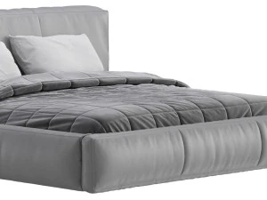 Icnoyotl suede fabric rectangular headboard modern bed I 3D Model