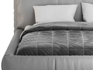 Icnoyotl suede fabric rectangular headboard modern bed I 3D Model