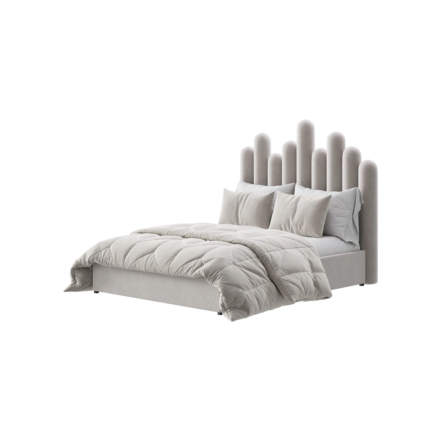 Light Wood Upholstered Panel Modern Bed 3D Model .c4d .max .obj .3ds .fbx .stl .blend 