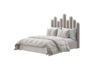 Light Wood Upholstered Panel Modern Bed 3D-Modell