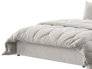 Light Wood Upholstered Panel Modern Bed 3D Модель
