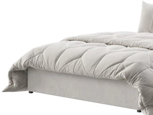 Light Wood Upholstered Panel Modern Bed 3D Model