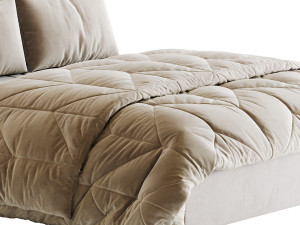 Light Wood Upholstered Panel Modern Bed 3D Модель