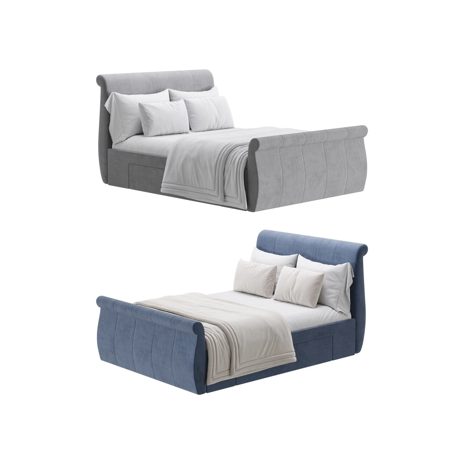 Lucia Upholstered Bed 3D Model .c4d .max .obj .3ds .fbx .stl .blend 