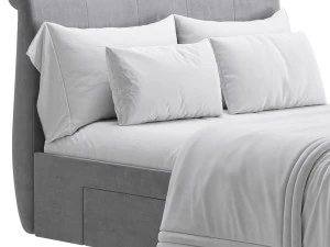 Lucia Upholstered Bed 3D Model