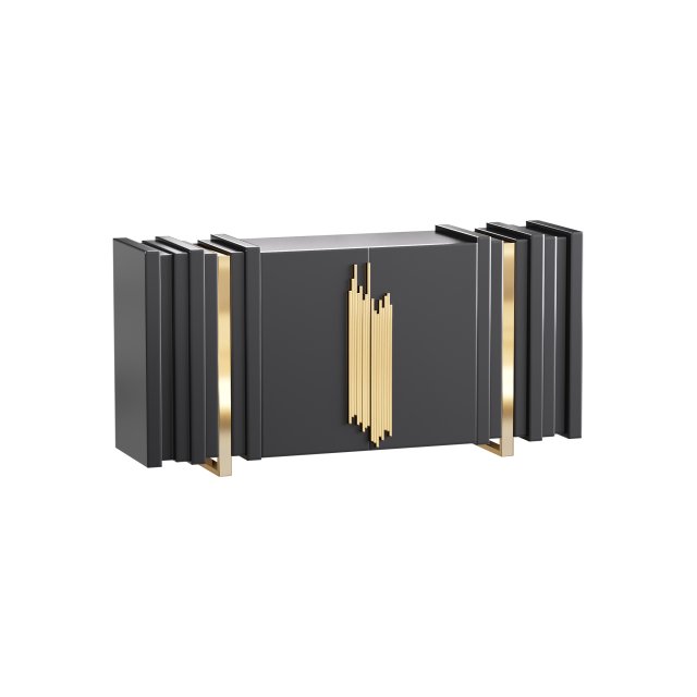 Luxury Sideboard Black Rectangular 3D Model .c4d .max .obj .3ds .fbx .stl .blend 