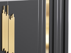 Luxury Sideboard Black Rectangular 3D Model