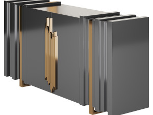 Luxury Sideboard Black Rectangular 3D Model