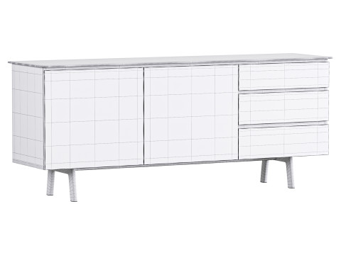 Madison 2 Door 3 Drawer Sideboard in Oak Model 3D