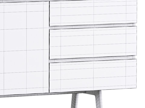 Madison 2 Door 3 Drawer Sideboard in Oak Model 3D