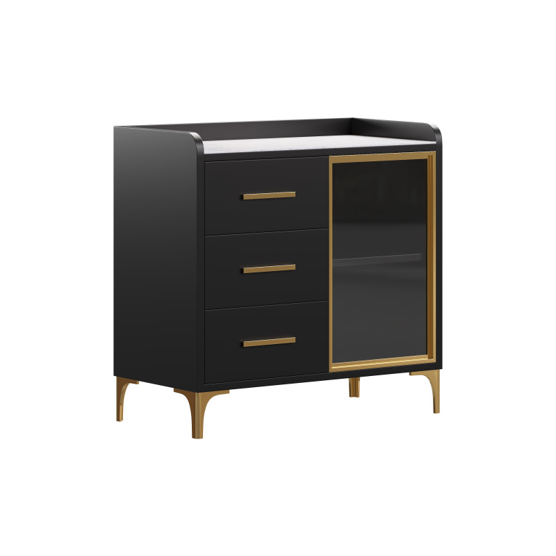 Modern Glass Door Wood Sideboard 2 3D Model .c4d .max .obj .3ds .fbx .stl .blend 