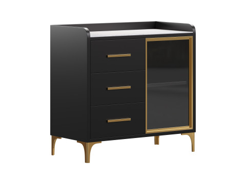 Modern Glass Door Wood Sideboard 2 3D Model