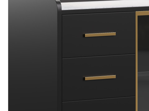 Modern Glass Door Wood Sideboard 2 3D Model