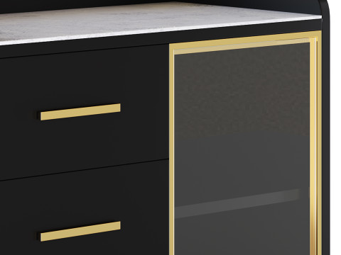 Modern Glass Door Wood Sideboard 2 3D Model