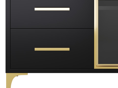Modern Glass Door Wood Sideboard 2 3D Model