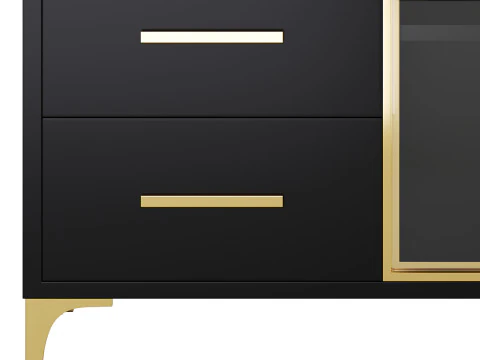 Modern Glass Door Wood Sideboard 2 3D Model
