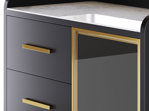 Modern Glass Door Wood Sideboard 2 3D Model