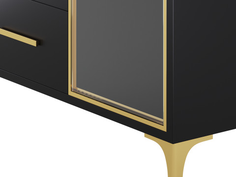 Modern Glass Door Wood Sideboard 2 3D Model