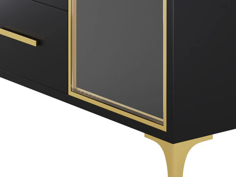 Modern Glass Door Wood Sideboard 2 3D Model