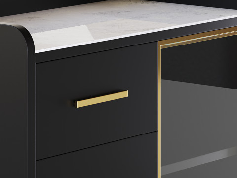 Modern Glass Door Wood Sideboard 2 3D Model