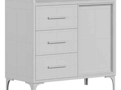 Modern Glass Door Wood Sideboard 2 3D Model