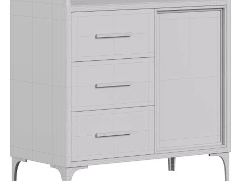 Modern Glass Door Wood Sideboard 2 3D Model
