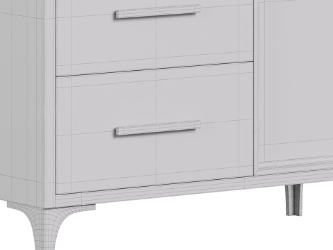 Modern Glass Door Wood Sideboard 2 3D Model