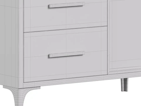 Modern Glass Door Wood Sideboard 2 3D Model