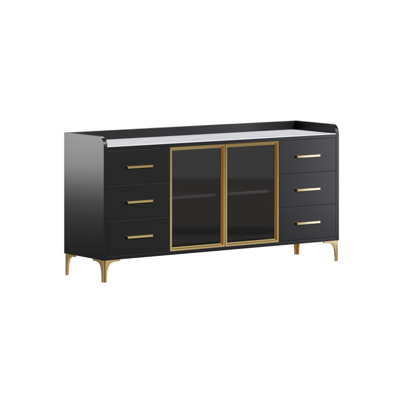 Modern Glass Door Wood Sideboard 2 Modelo 3D .c4d .max .obj .3ds .fbx .stl .blend 