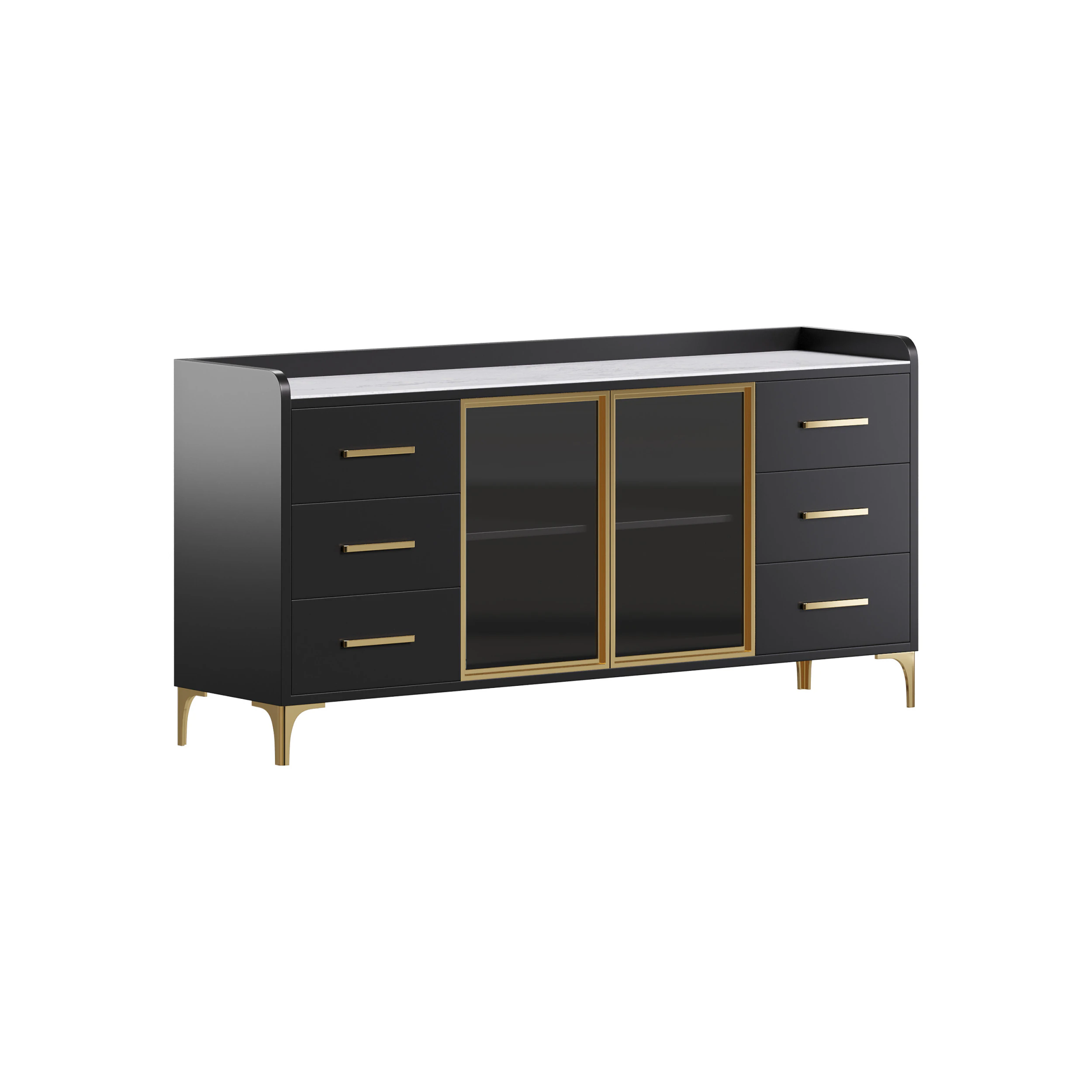 Modern Glass Door Wood Sideboard 2 3D Model .c4d .max .obj .3ds .fbx .stl .blend 