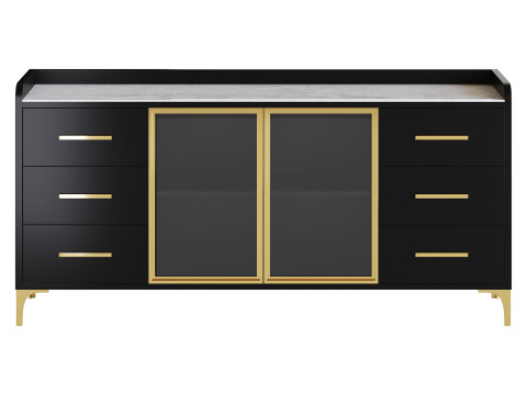 Modern Glass Door Wood Sideboard 2 Modelo 3D