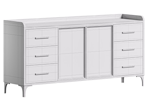 Modern Glass Door Wood Sideboard 2 Modelo 3D