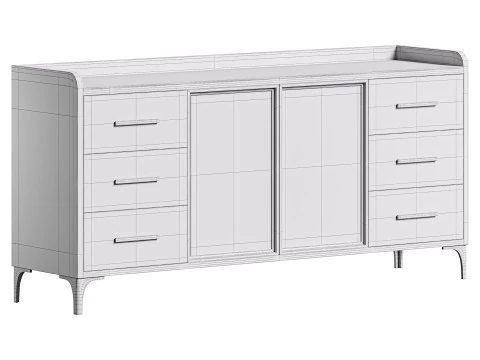 Modern Glass Door Wood Sideboard 2 3D Model