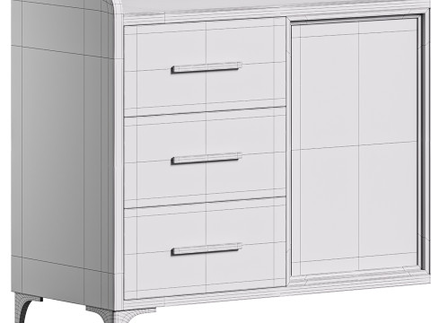 Modern Glass Door Wood Sideboard 2 Modelo 3D