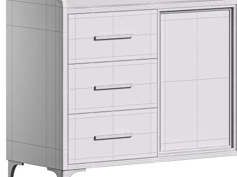 Modern Glass Door Wood Sideboard 2 3D Model