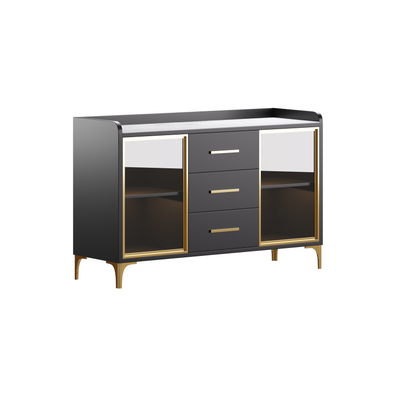 Modern Glass Door Wood Sideboard 3 Modèle 3D .c4d .max .obj .3ds .fbx .stl .blend 