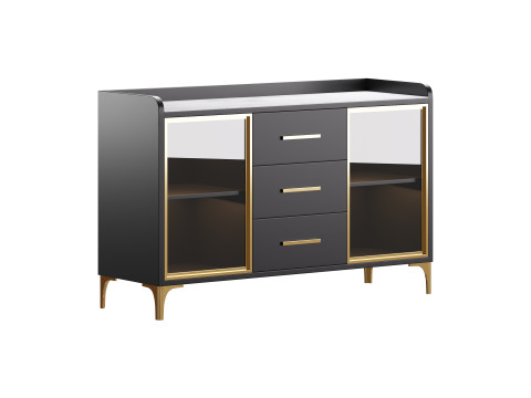 Modern Glass Door Wood Sideboard 3 3Dモデル
