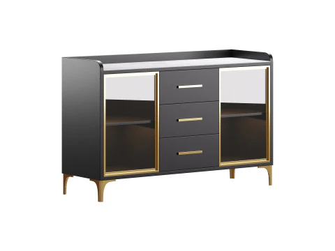 现代玻璃门木质餐边柜3 3D 模型