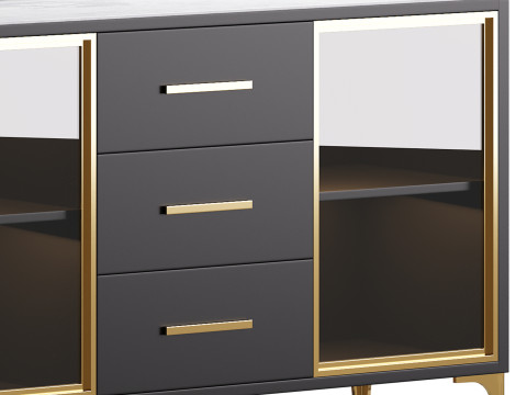 Modern Glass Door Wood Sideboard 3 Modèle 3D